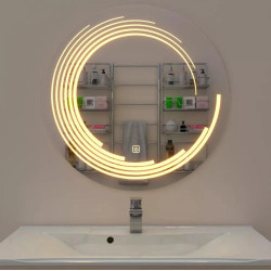 Besty Round Concentric LED Mirror 80cm x 80cm Frameless Defogger Dimmable Light