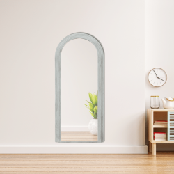 Besty Arched Wall Mirror 80cm x 180cm White Solid Wood Frame