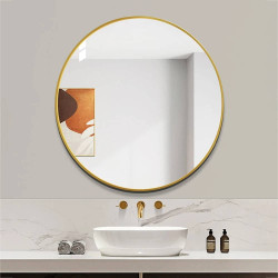 Modern Round Wall Mirror 120cm Rose Gold Aluminium Frame