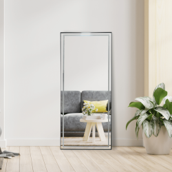 Rectangular LED Mirror 180cm x 80cm Black Frame Touch Sensor Dimmable Bathroom Bedroom Dressing Makeup Mirror