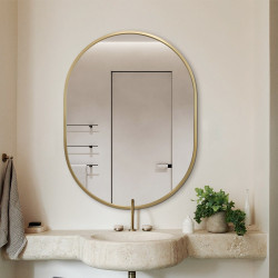 Rose Gold Framed Oval Mirror Classic Decorative 60cm x 80cm Wall Mirror for Bedrooms, Bathrooms & Entryways