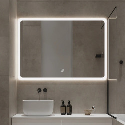 Rectangular LED Mirror 120cm x 75cm Frameless Frosted Wall Mounted Bathroom Defogger Dimmable Touch Sensor