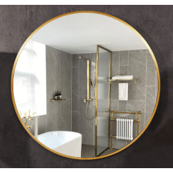 Rose Gold Framed Classic Round 80cm Decorative Wall Mirror for Living Rooms Bedrooms Bathrooms