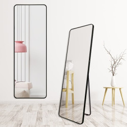 Full Length Freestanding Mirror 50cm x 160cm Black Rounded Edge Dressing Mirror