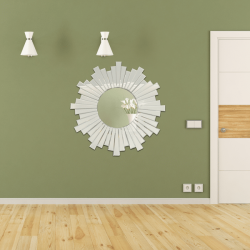 Besty Frameless Sunburst Wall Mirror 80cm Minimalist Beveled Design