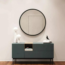 Black Framed Classic Round 80cm Decorative Wall Mirror for Living Rooms Bedrooms Bathrooms