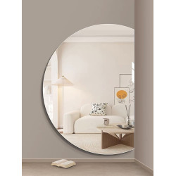 Right Cut Half Moon Wall Mirror 91cm x 130cm Frameless Decorative Mirror