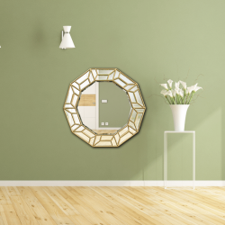 Besty Luxury Round Wall Mirror 80cm x 80cm Gold Decorative Frame