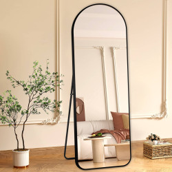 Arched Full Length Mirror 200cm x 100cm Black Frame Freestanding Aluminium