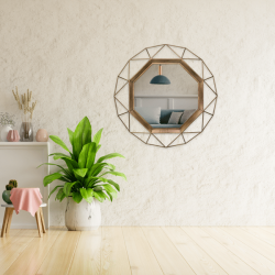 Besty Luxury Round Wall Mirror 80cm x 80cm Gold Metal Frame