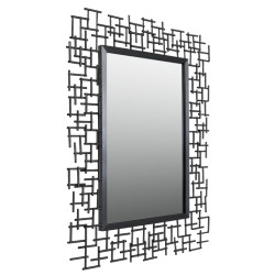 Luxury Iron Frame Rectangular Mirror 107cm x 81cm Black Modern Wall Décor