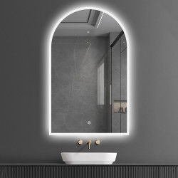 Arched LED Bathroom Mirror 100cm x 75cm Frameless Frosted Dimmable Anti Fog Defogger