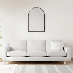 Arched Wall Mirror Black Aluminium Alloy Frame 60cm x 90cm Modern Full Body