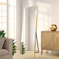Full Length Freestanding Mirror 50cm x 160cm Gold Rounded Edge Dressing Mirror