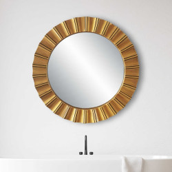 Round Modern Egypt Mirror 65cm Gold Wall Mount PU Frame Vintage Style