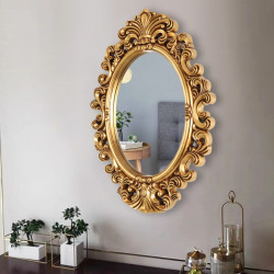 Oval Baroque Classic Wall Mirror 74cm x 54cm Gold Antique French Style