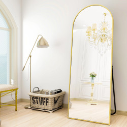 Rose Gold Arched Full Length Mirror 50cm x 160cm Minimalist Floor Mirror with Aluminium Frame