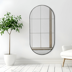 Oval Classic Wall Mirror 60cm x 120cm Black Aluminium Alloy Frame
