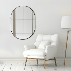 Oval Classic Wall Mirror 60cm x 80cm Black Aluminium Alloy Frame