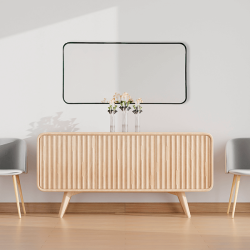 Long Rounded Modern Rectangular Wall Mirror 50cm x 100cm Black Aluminium Alloy Frame