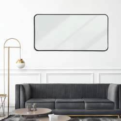 Long Rounded Modern Rectangular Wall Mirror 70cm x 140cm Black Aluminium Alloy Frame