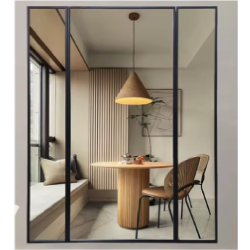 Industrial Iron Grid Mirror 190cm x 140cm Black Rectangular Large Wall Mirror