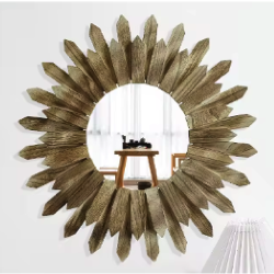 Paulownia Round Spike Mirror 46cm Self Paint