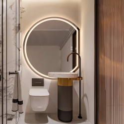 Right Cut Moon Wall Frosted LED Mirror 90cm x 100cm Frameless Frontlit Defogger