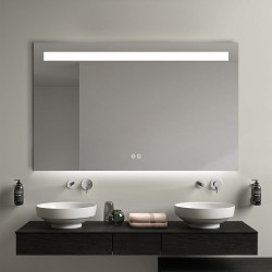 Rectangular LED Bathroom Mirror 60cm x 80cm Frameless Frosted Frontlit Top Strip