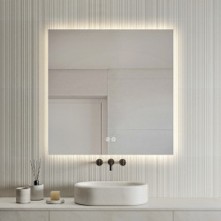 Square LED Bathroom Mirror 60cm x 60cm Frameless Backlit Straight Corner Dimmable