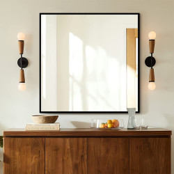 Black Framed Wall Mirror 80cm x 80cm Modern Decorative Square Mirror