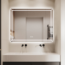 Rectangular Frosted LED Mirror Frontlit 70cm x 90cm Frameless